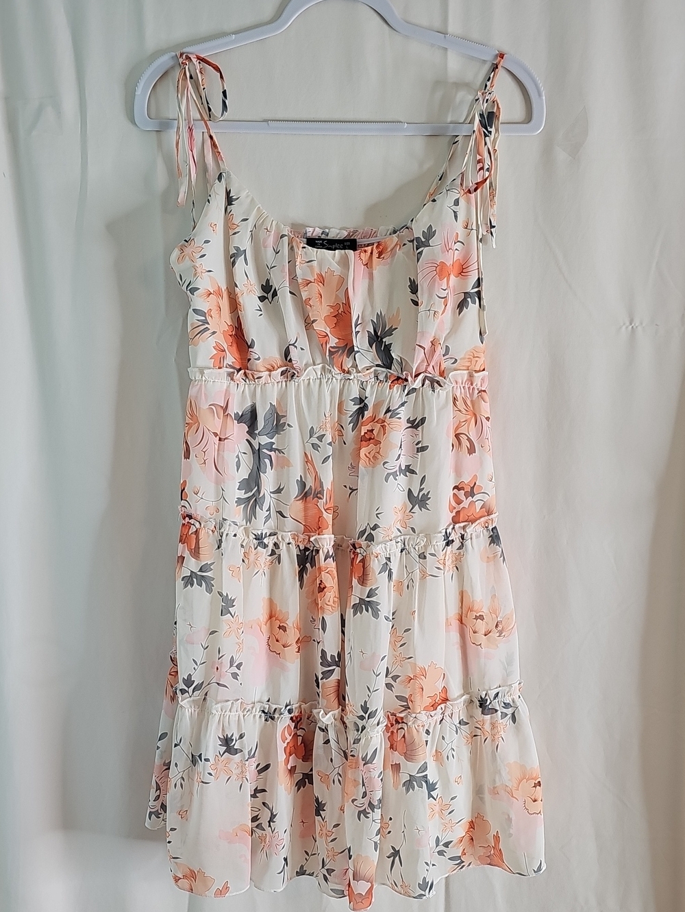 Simplee Mini Dress with Peach Floral Print